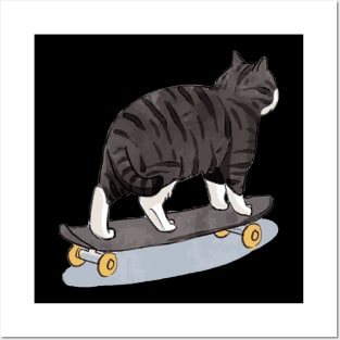 Skater cat Posters and Art